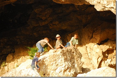 060713423tb Climbing in cave near Tell Aijalon