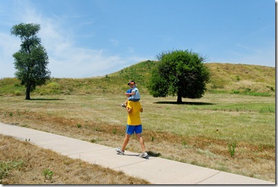 120801587tb Mark with Jonathan on shoulders at Cahokia Mounds