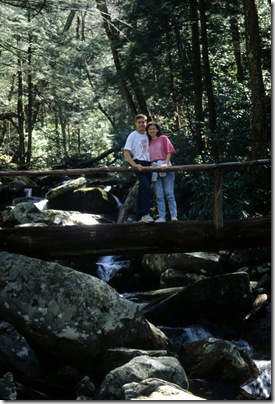 Todd and Kelli on bridge over creek